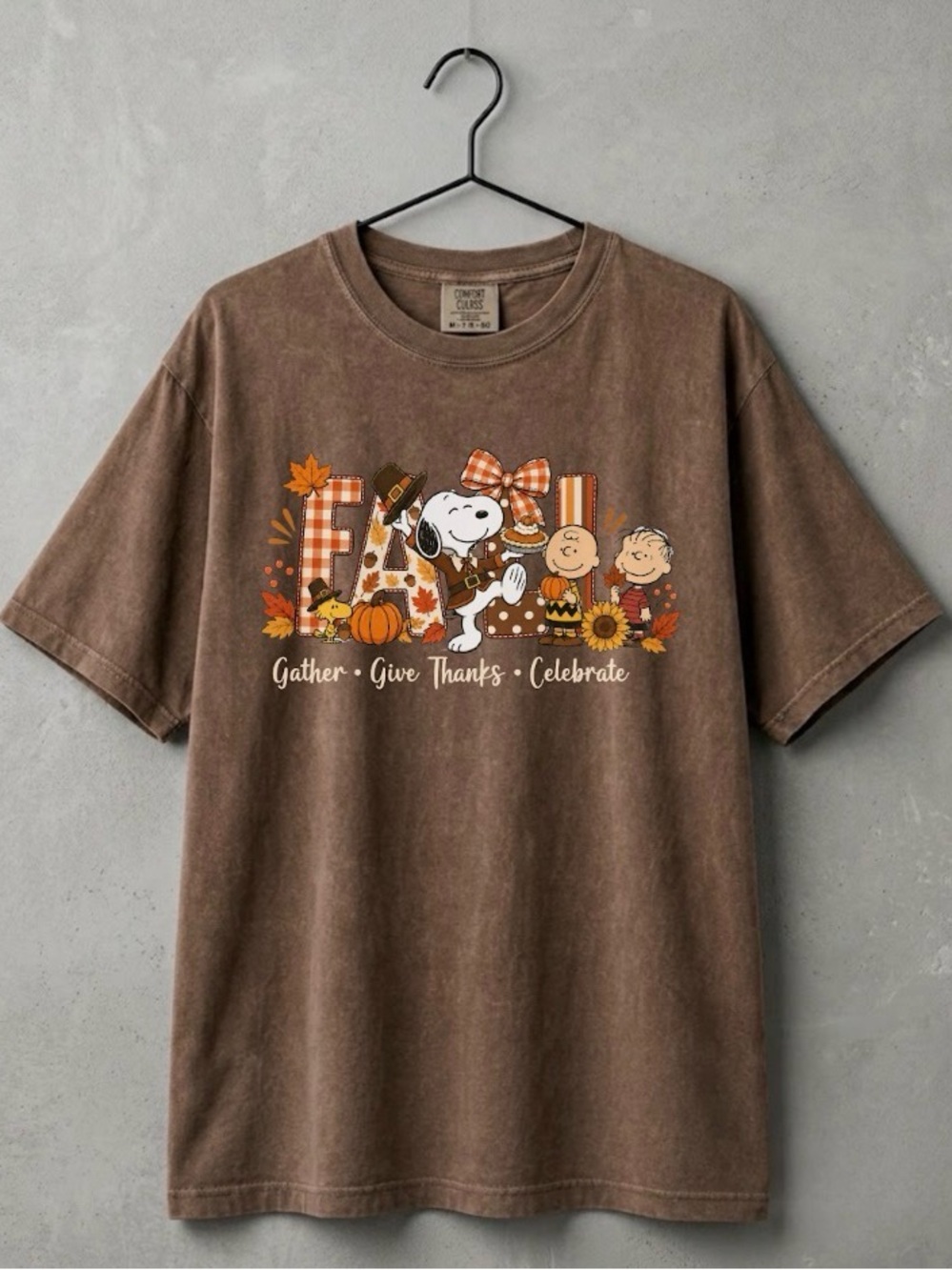 Peanuts Snoopy Fall Thanksgiving Brown Cozy Aesthetic Comfort Colors Tee